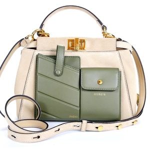 Fendi Peekaboo Mini Pocket Beige Suede Handbag